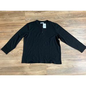 NWT QUALFORT Men's  Henley Shirt Long Sleeve Cotton T-Shirt  Size: 2XL